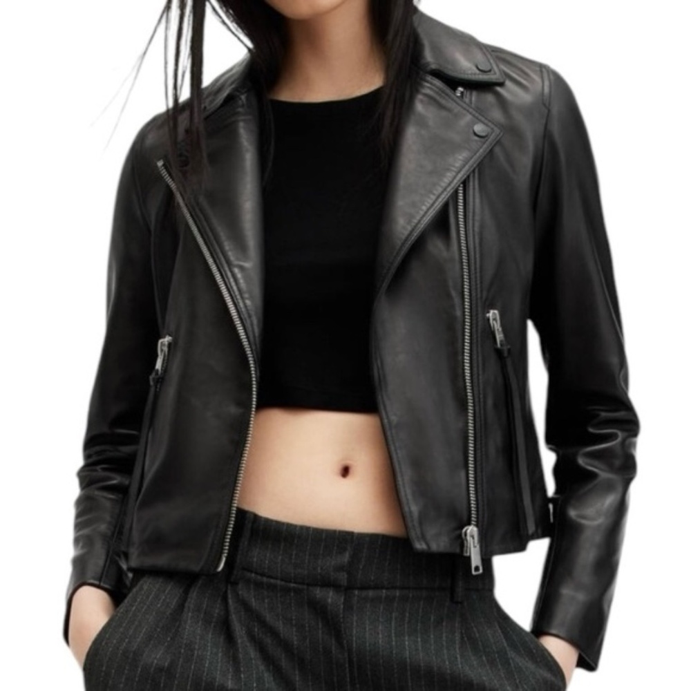 ALL SAINTS Dalby Leather Moto Biker Jacket